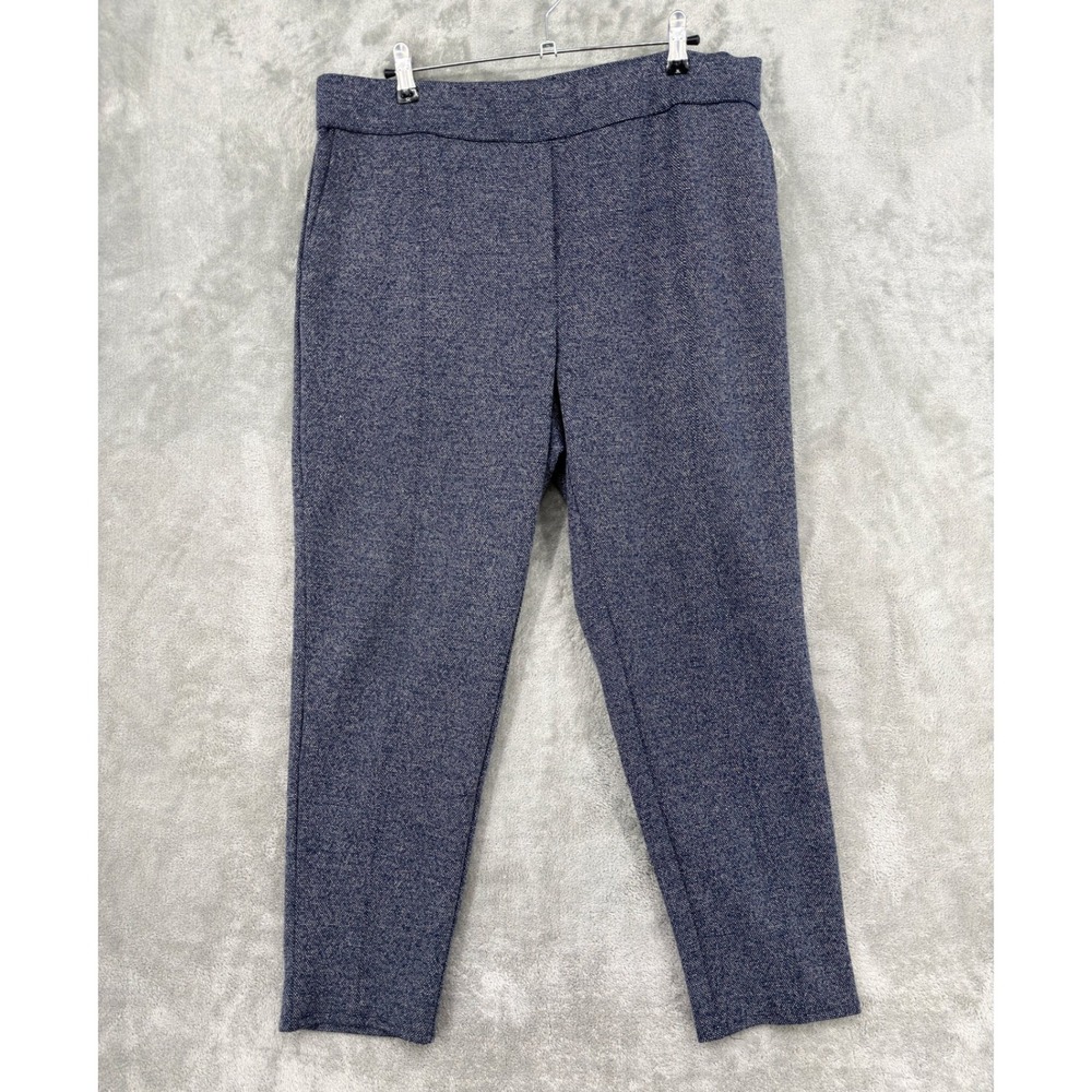J Jill Pants Womens Size L Wearever Knit Navy Blue Trousers Pockets Stretch
